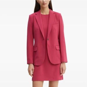 Theory Stretch Single-Button Blazer Deep Rose Pink Size 12